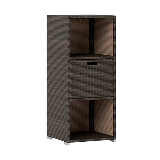 SUGIFT 3-Shelf PE Rattan Removable Drawer Outdoor Patio Storage Cabinet 19.5-in x 19.8-in x 43-in 80-lb Shelf Brown