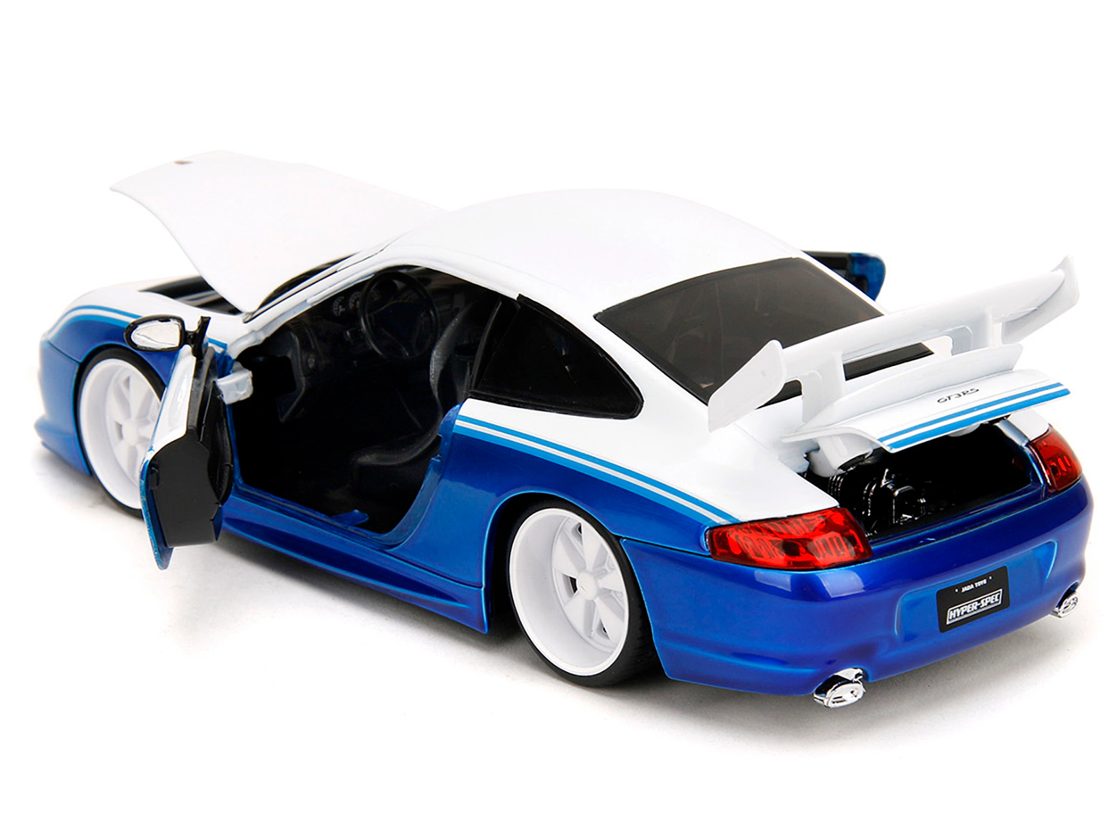 Jada Porsche 911 GT3 RS (996) #845 White and Blue Metallic "Toyo Tires" "Hyper-Spec" Series 1/24 Diecast Model