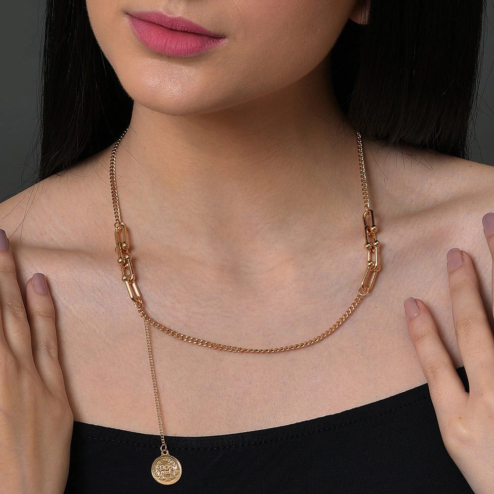 SOHI Women's Gold Link Chain Necklace