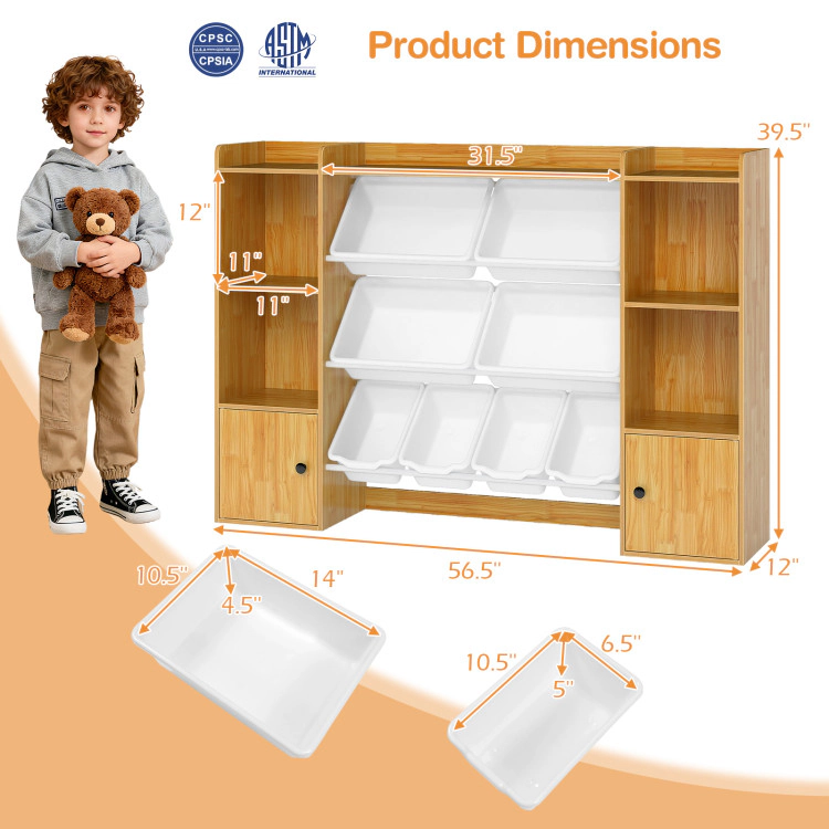 Hivvago Kids Toy Storage and Bookshelf with Boxes Open Shelves