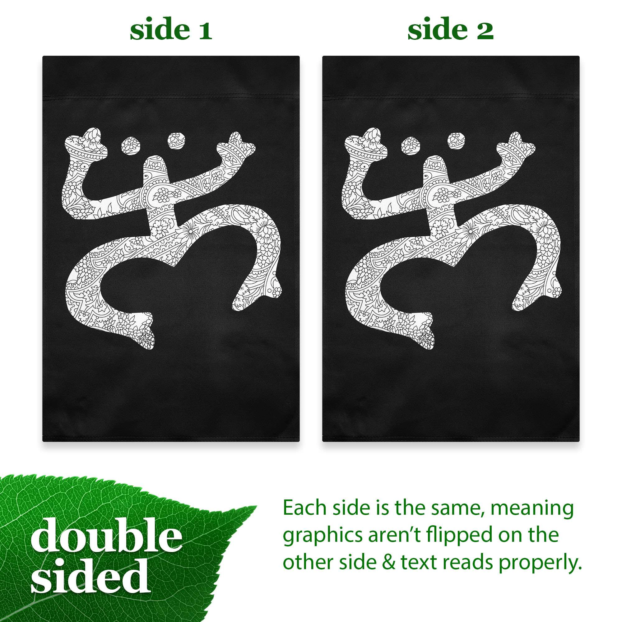 G128 Floral Coqui Frog Black 12x18 Garden Flag, Double-Sided Polyester