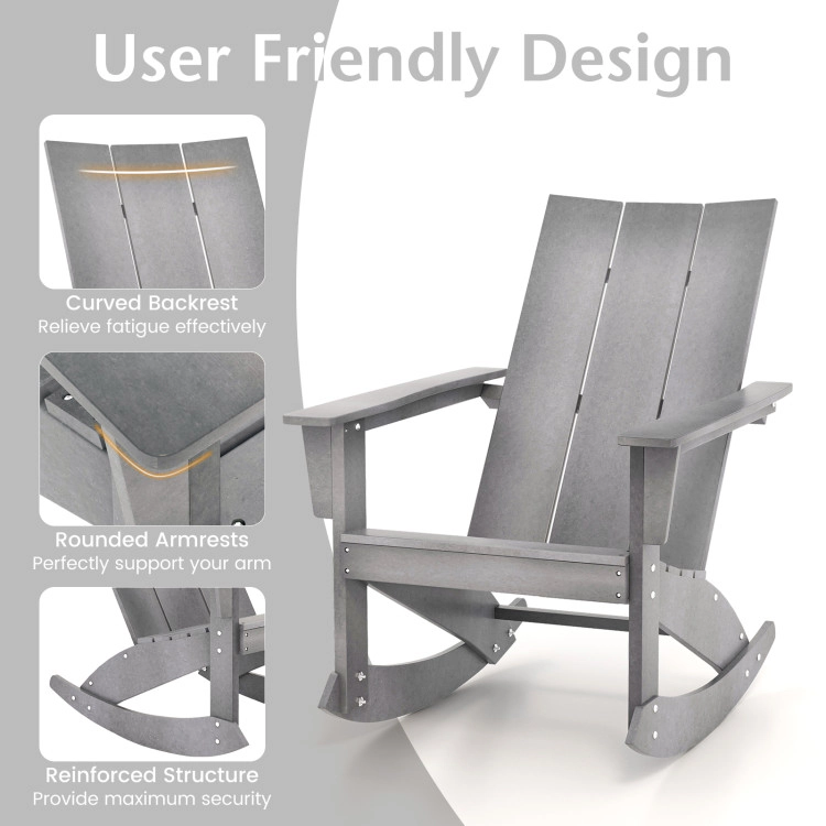 Hivvago Rocking Adirondack Chair with Ergonomic Curved Back for Patio or Balcony