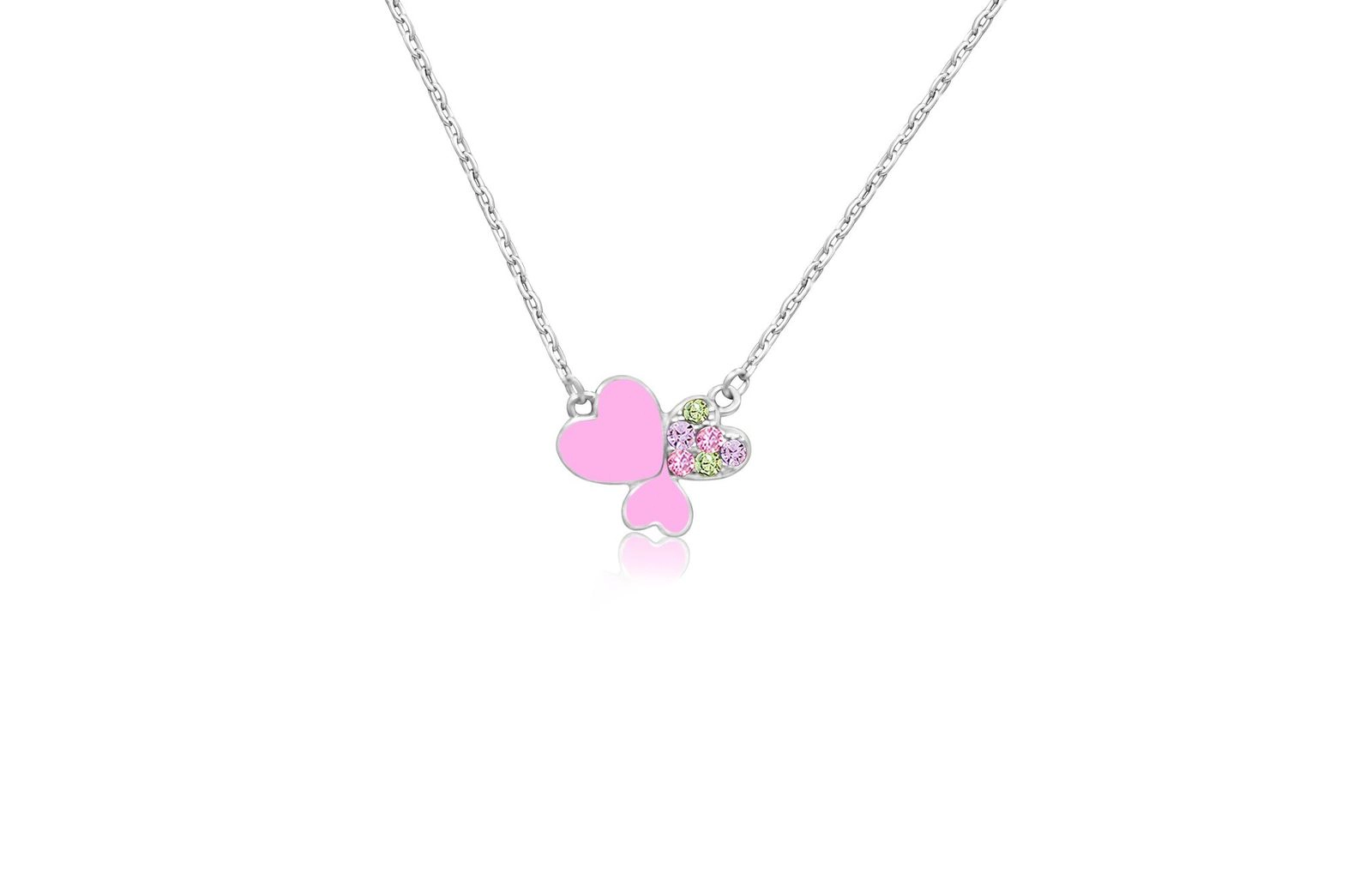 CHANTEUR Kids Heart Pendant Necklace - White Gold Tone, Adjustable 15" + 4" Extender