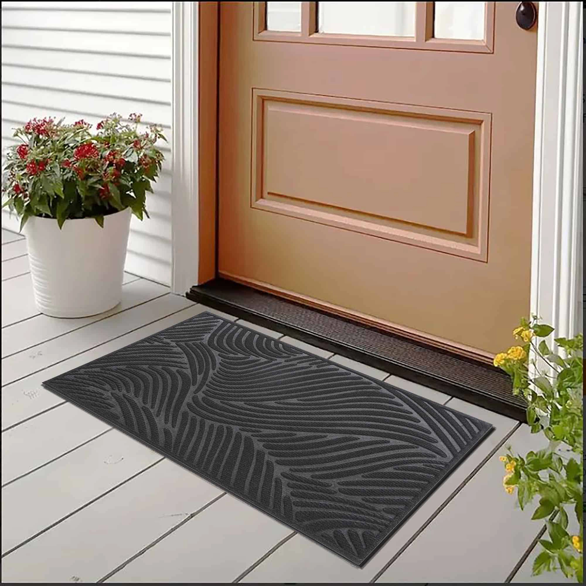 Evideco French Home Goods Gray Raised Wave Polyester Doormat 30 x 18 Inches