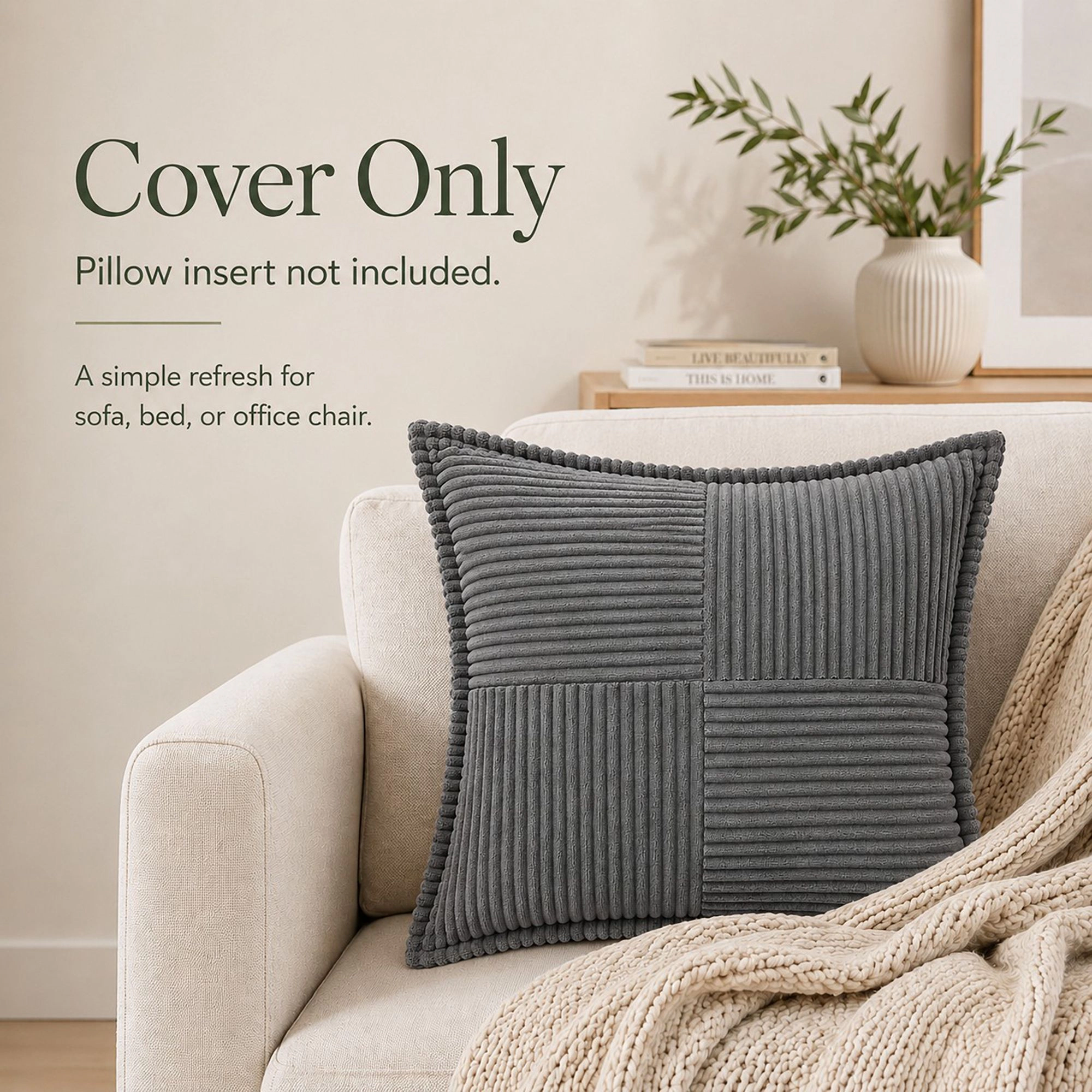 Alilang Unisex Soft Corduroy Decorative Throw Pillow Cover Geometric Accent Cushion for Sofa Bed