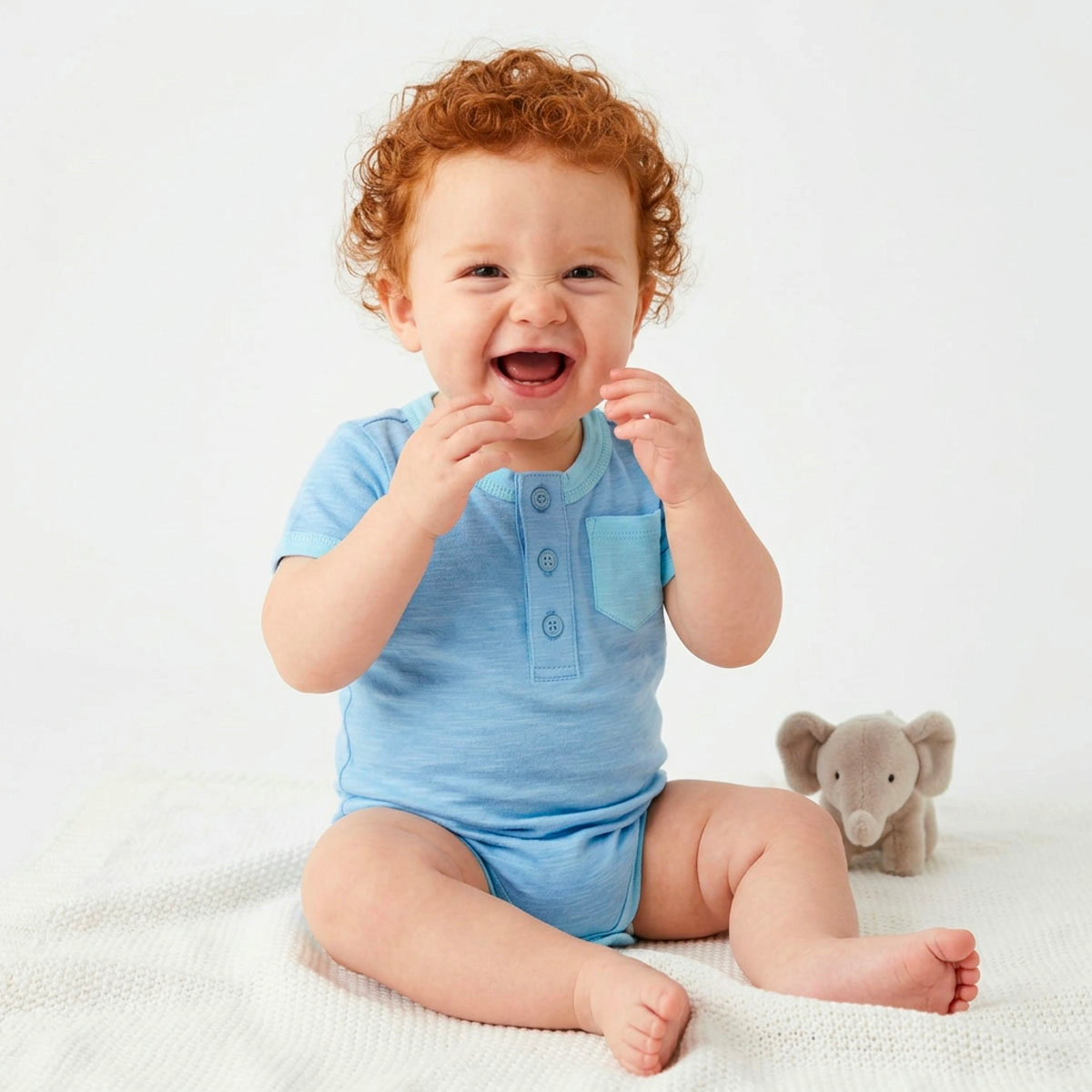 Rockets of Awesome Henley Short Sleeve Bodysuit For Baby Boy