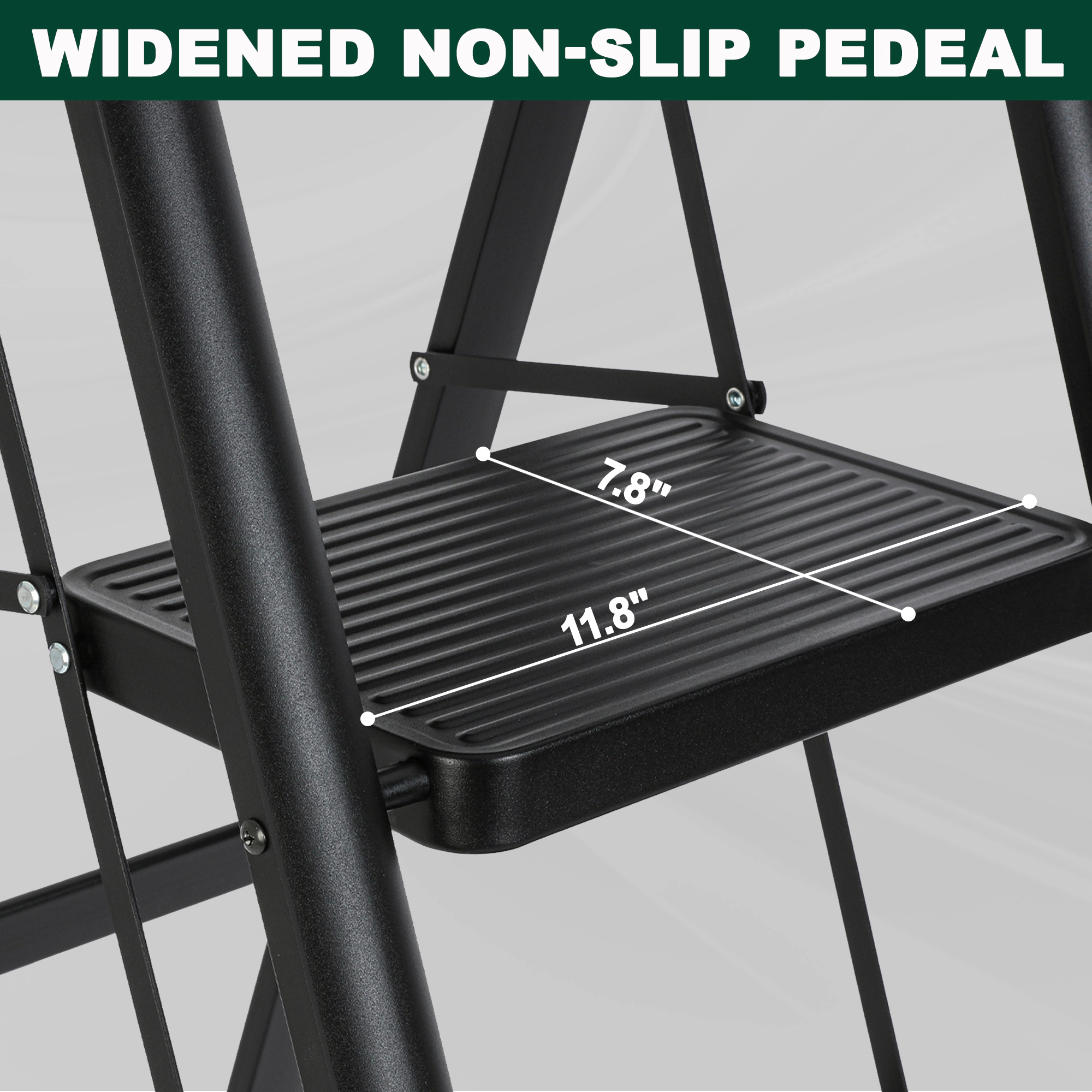 Flynama Step Ladder- 330lb Capacity Steel Foldable Step Stool