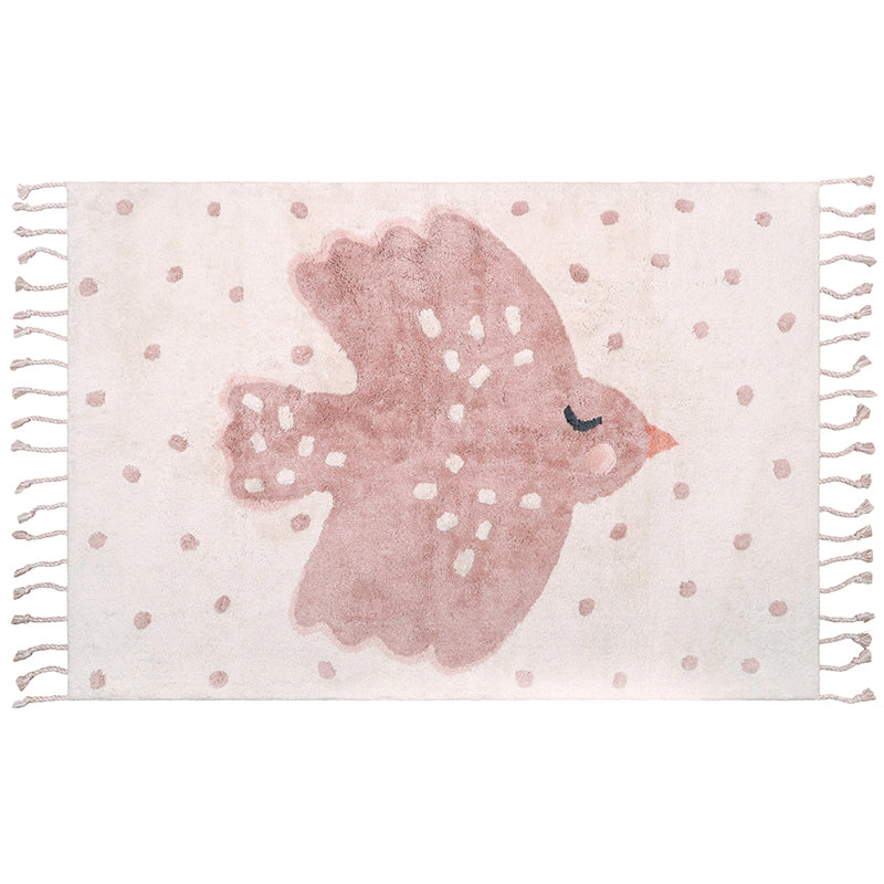 Nattiot Washable Cotton Kid'S Bedroom Rug With Bird Pattern Birdy