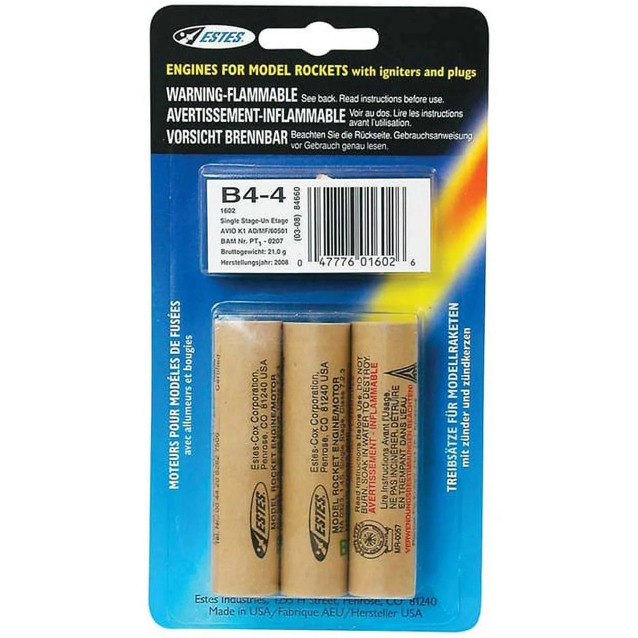 Estes B4-4 Model Rocket Engines 3-Pack (010019)