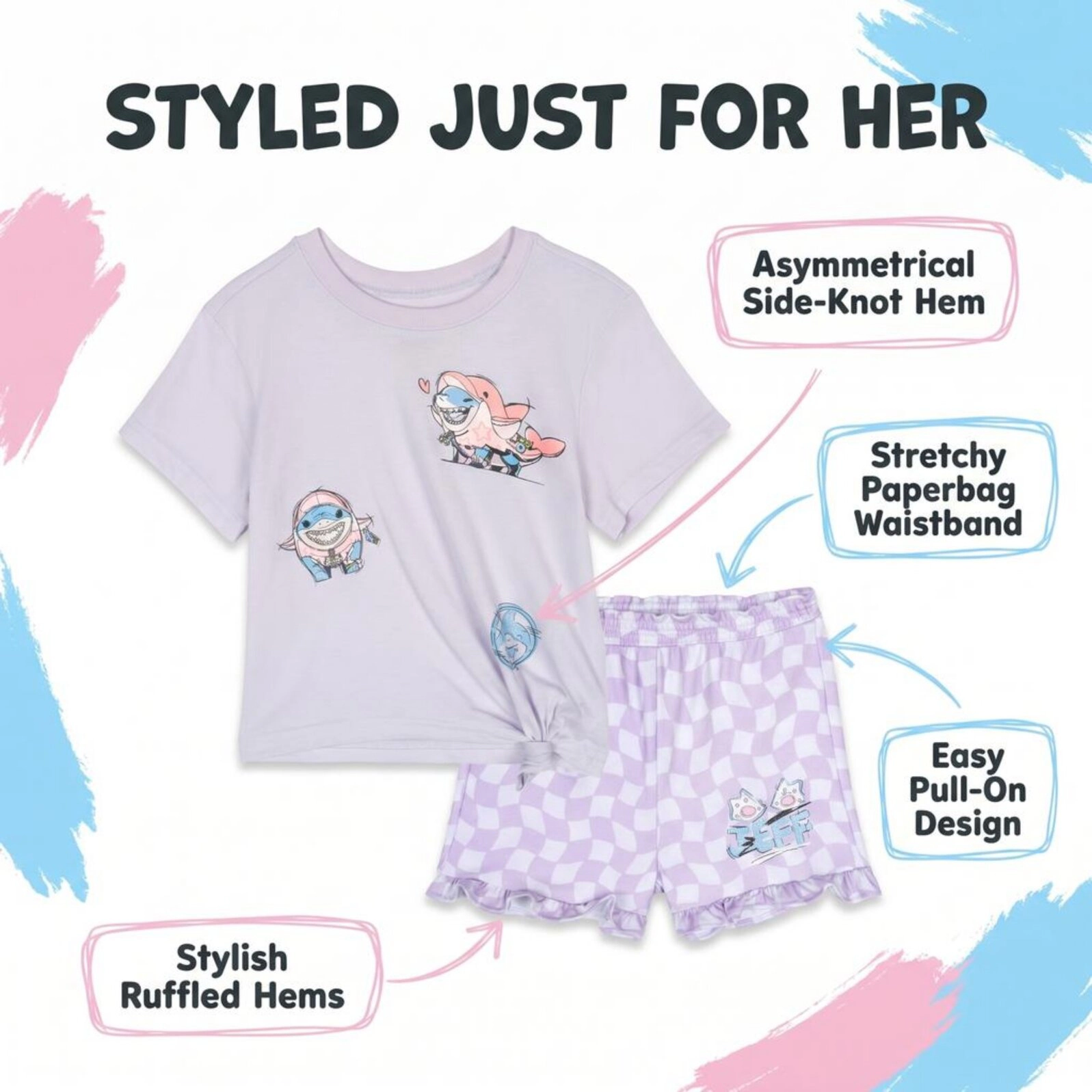 Marvel Girls' 2-Piece T-Shirt and French Terry Shorts Set
