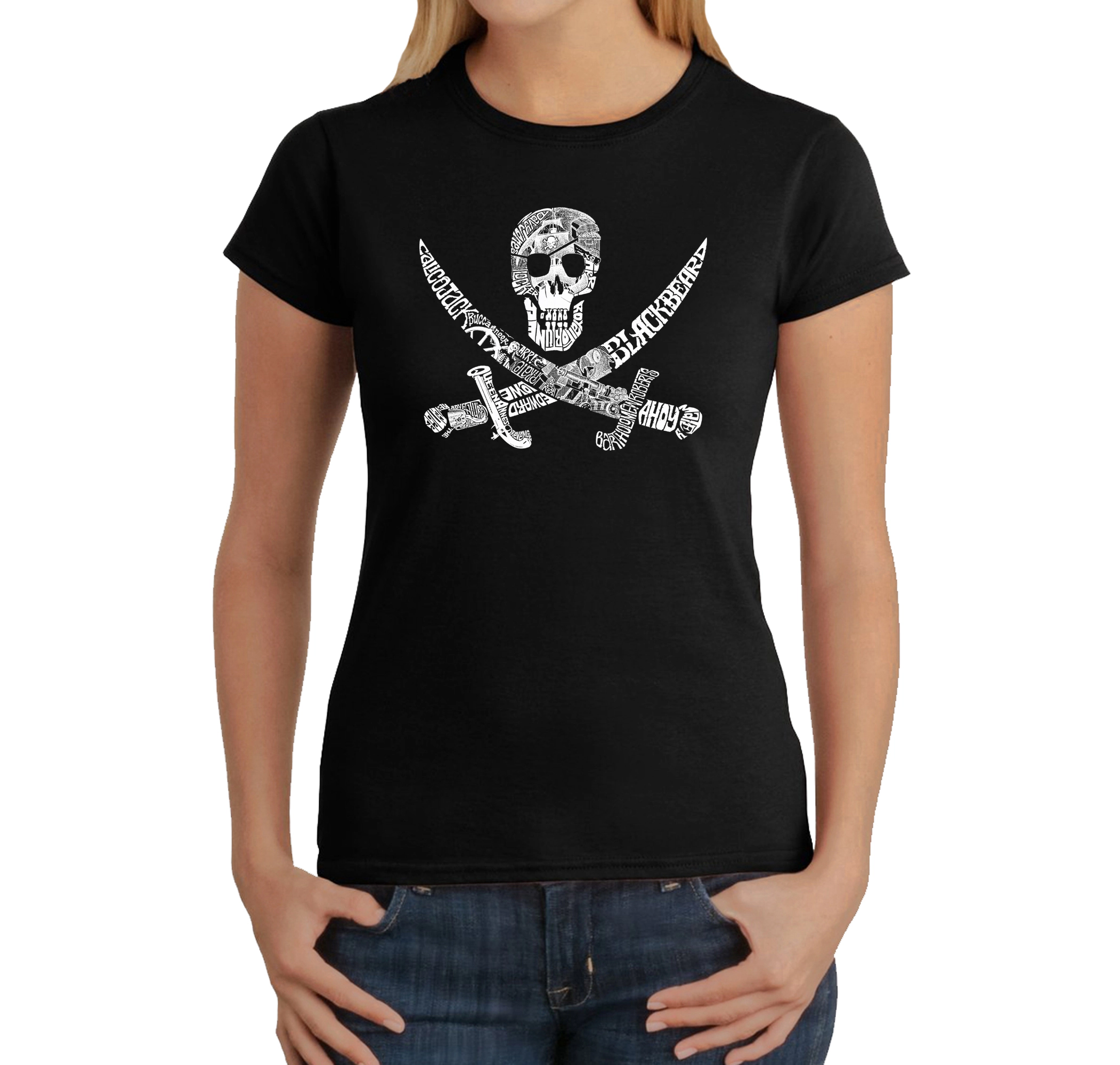 LA Pop Art Women's Word T-Shirt - Pirate Captains, Ships And Imagery