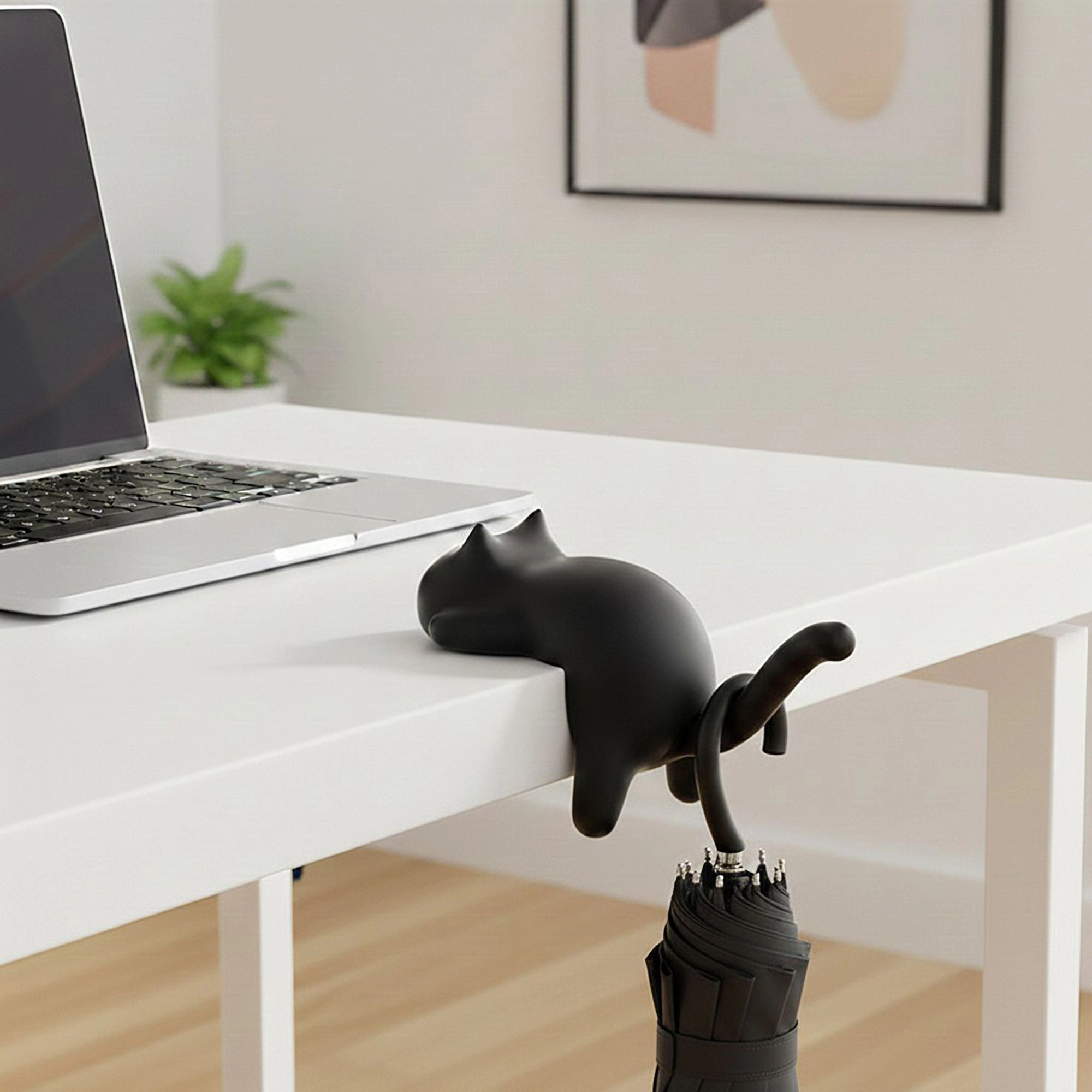 Alilang Unisex 3-Piece Desk Edge Bag Hook with Cat-Shaped Design and Protective Non-Slip Surface