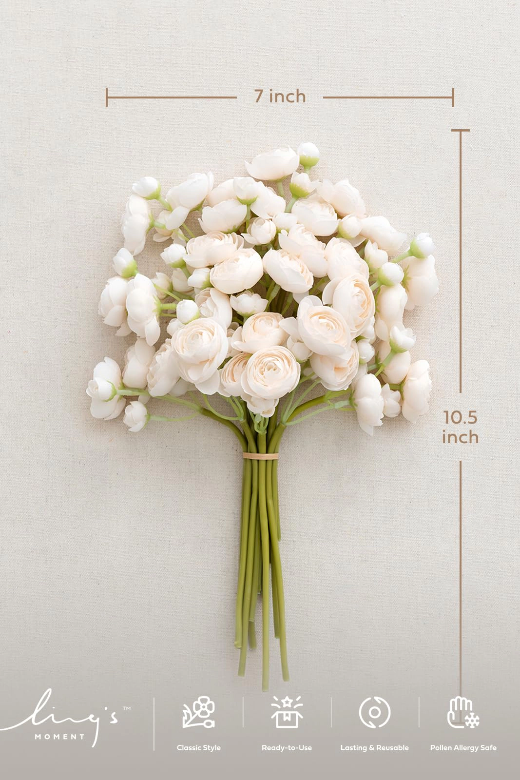 PUPWE Flowers Artificial Flower Faux Silk RanunculCream