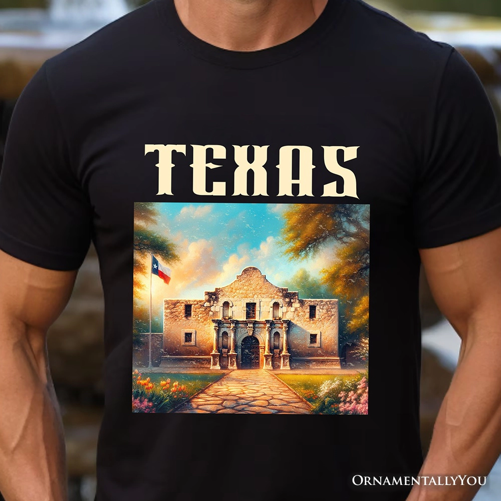 OrnamentallyYou Unisex Rustic Texas Alamo San Antonio Historical Souvenir T-Shirt