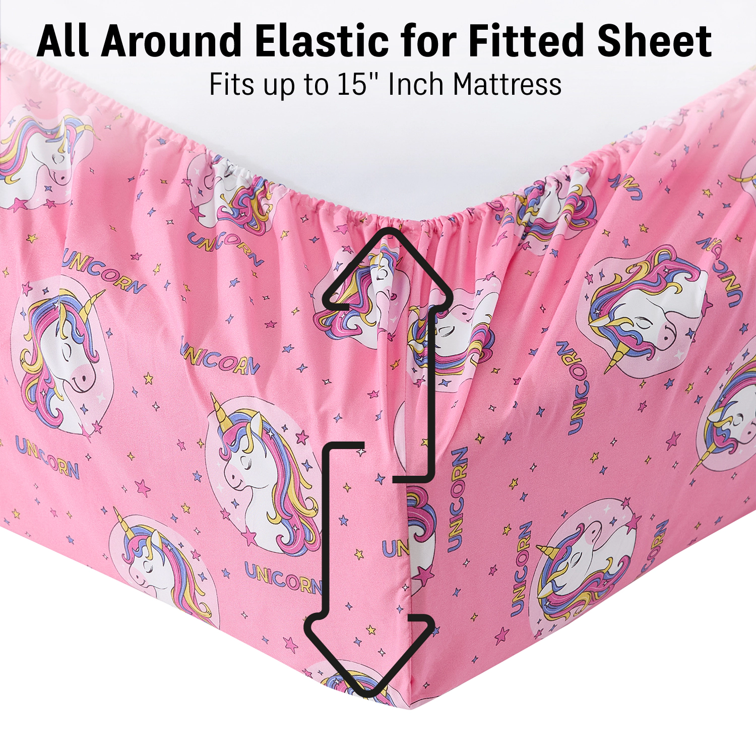 HLC.ME Printed Unicorn Girls Kids Bed Sheets Set - Wrinkle Resistant & Ultra Soft Fits Mattresses up to 15 Deep