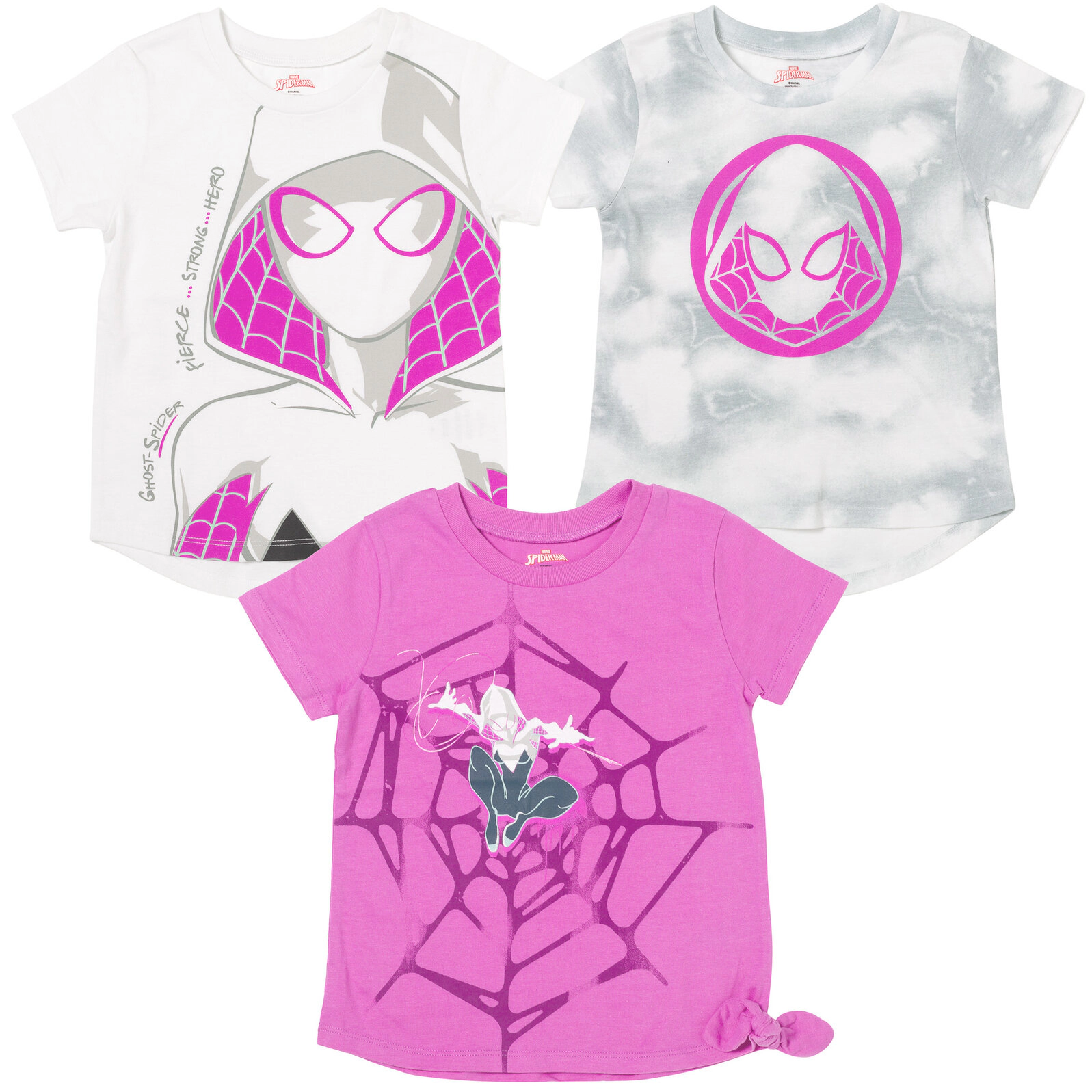 Marvel Spider-Verse Girls' 3-Pack Short Sleeve T-Shirts