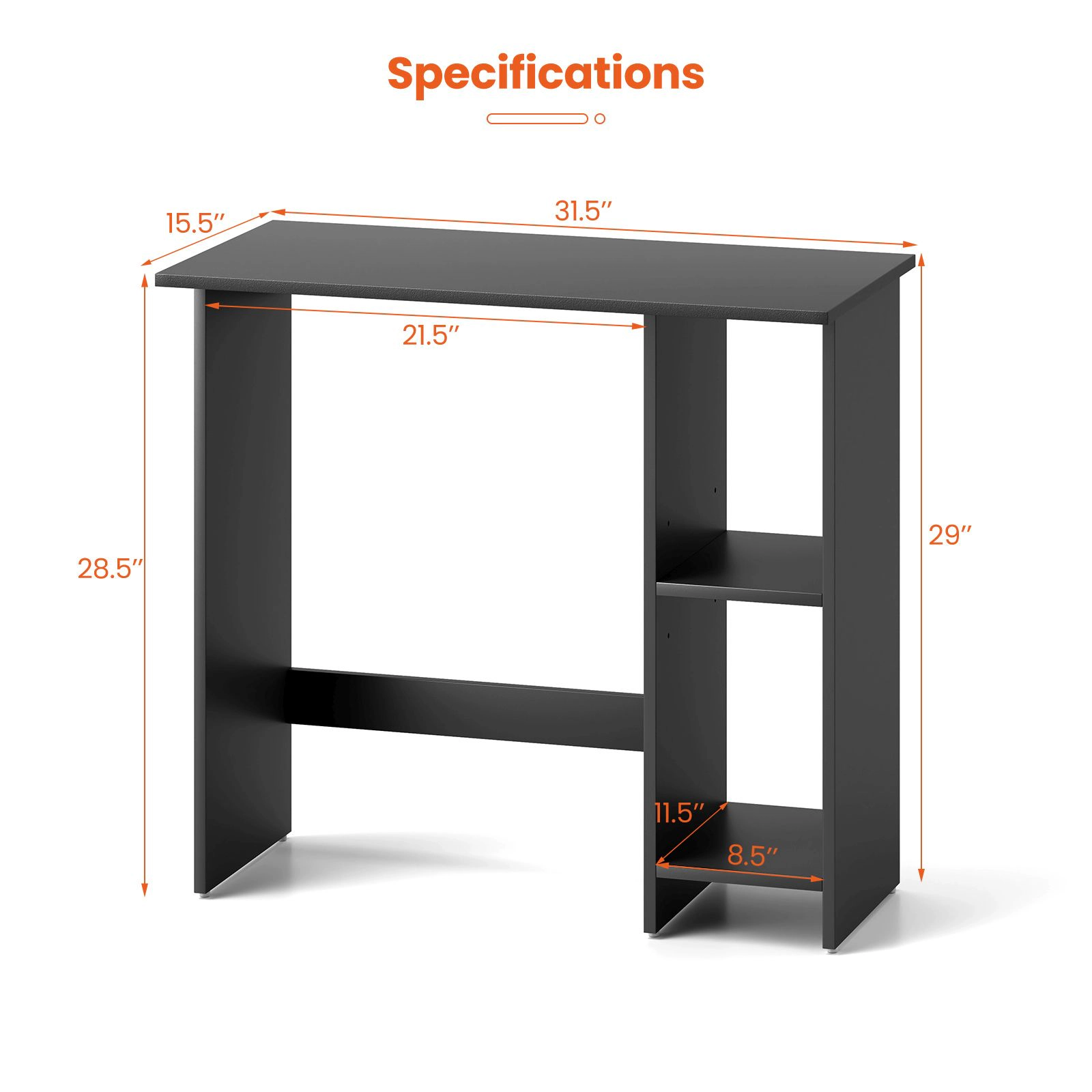 SlickBlue Compact Computer Desk with Adjustable Shelf
