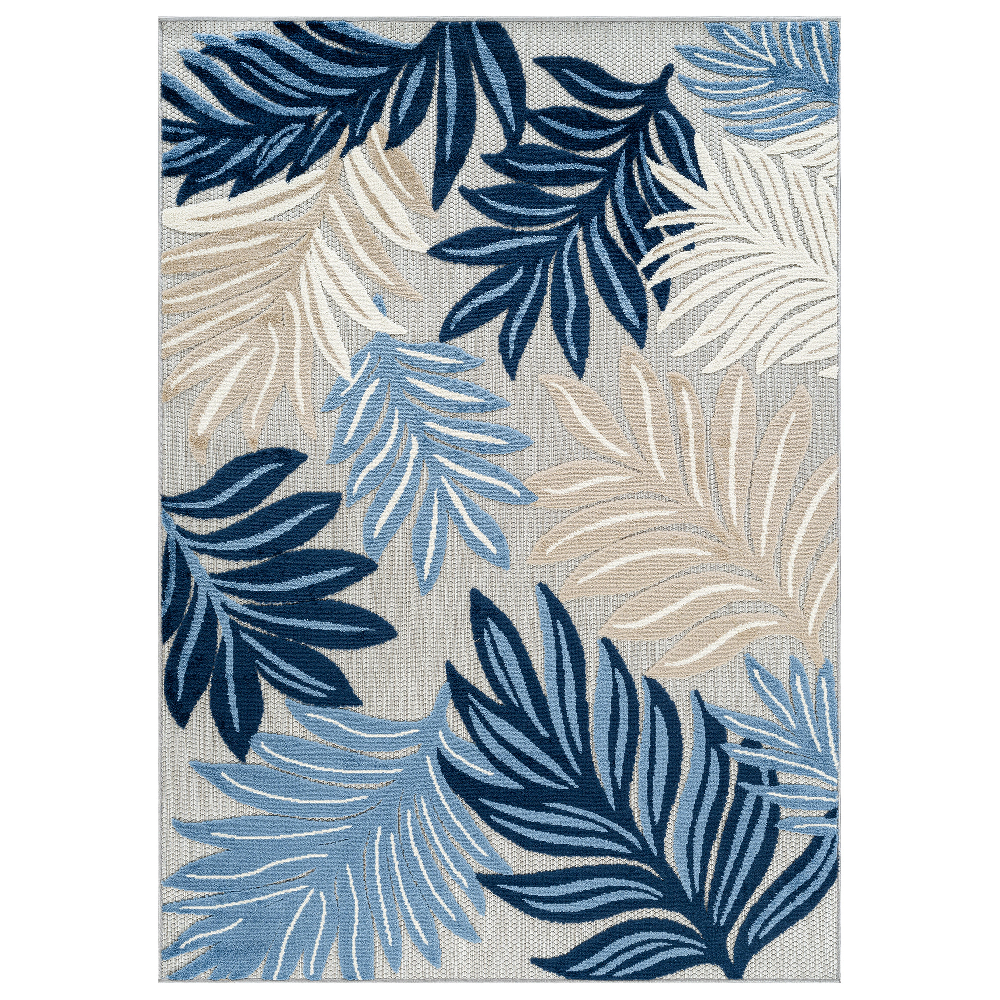 World Rug Gallery Indoor/Outdoor High-Low Textured Area Rug, Botanical, Easy-Clean Patio