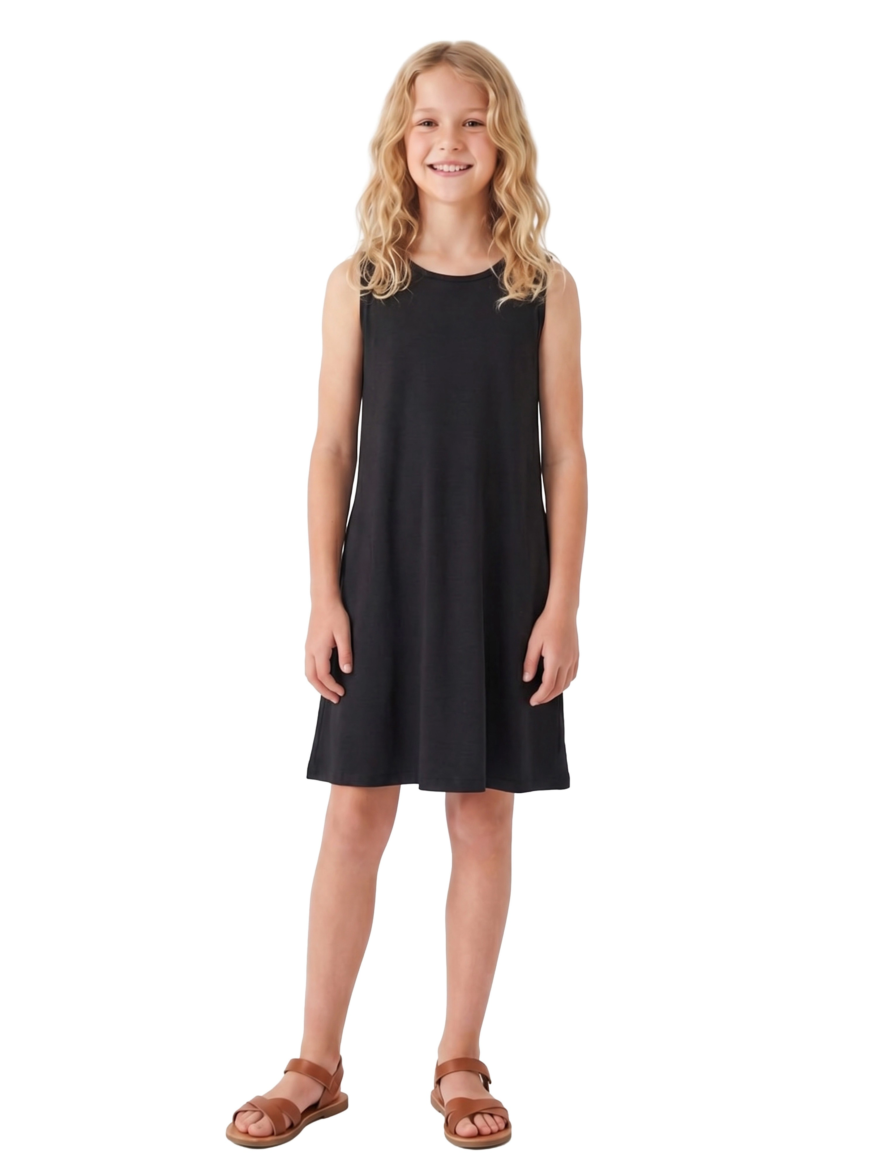 24sevenKid Essential Girls Sleeveless Pocket Swing Dress