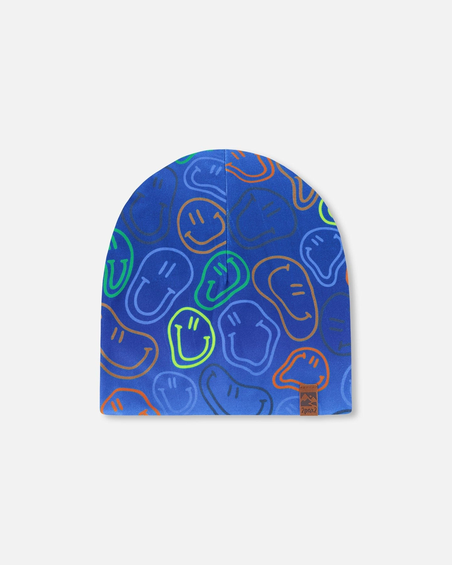 Deux par Deux Boys Stretch Jersey Beanie Printed Smileys