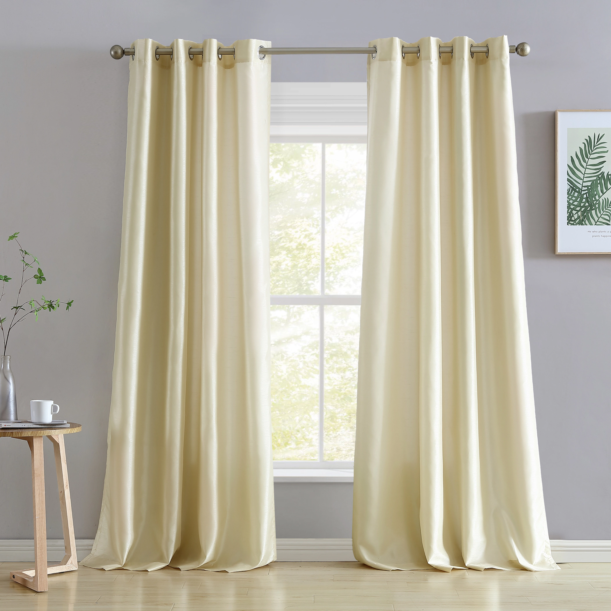 HLC.ME Jefferson Faux Silk Semi Sheer Light Filtering Microfiber Grommet Lightweight Window Curtains Panels - Set of 2