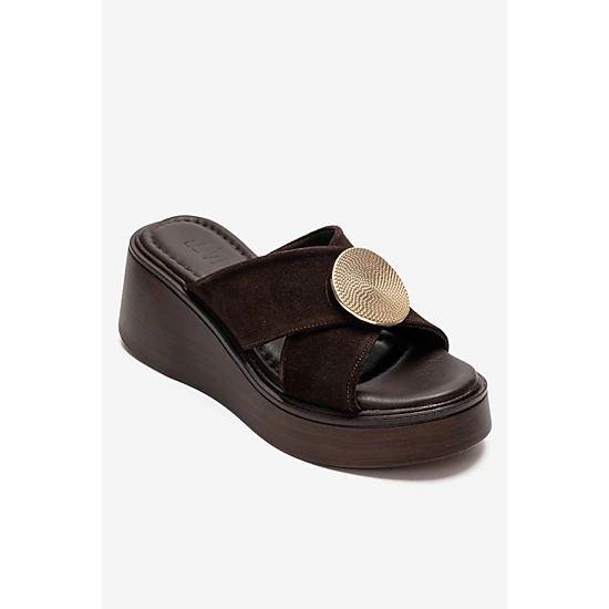 Forever & Always Womens Fianna Leather Cross Strap Platform Sandals