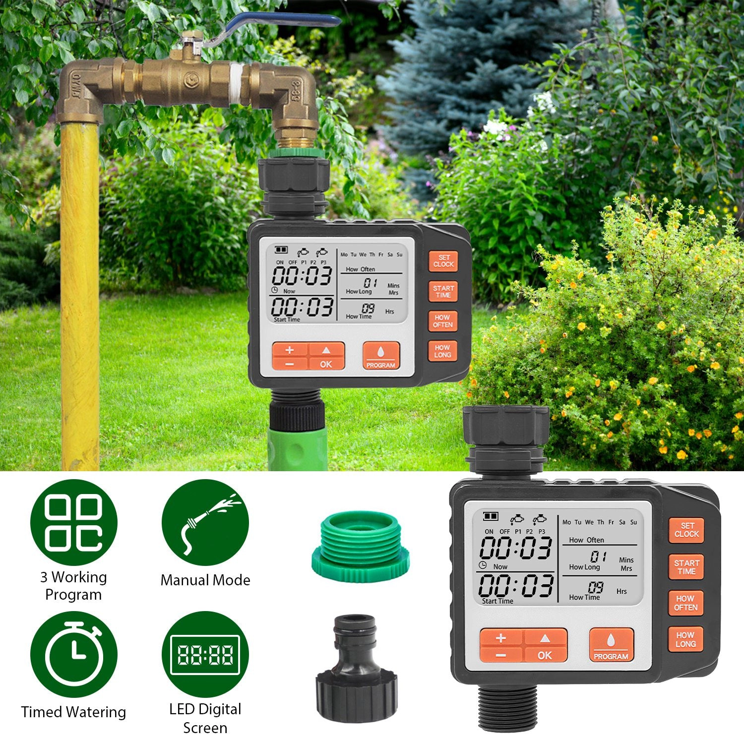 GBruno Programmable Waterproof Sprinkler Timer