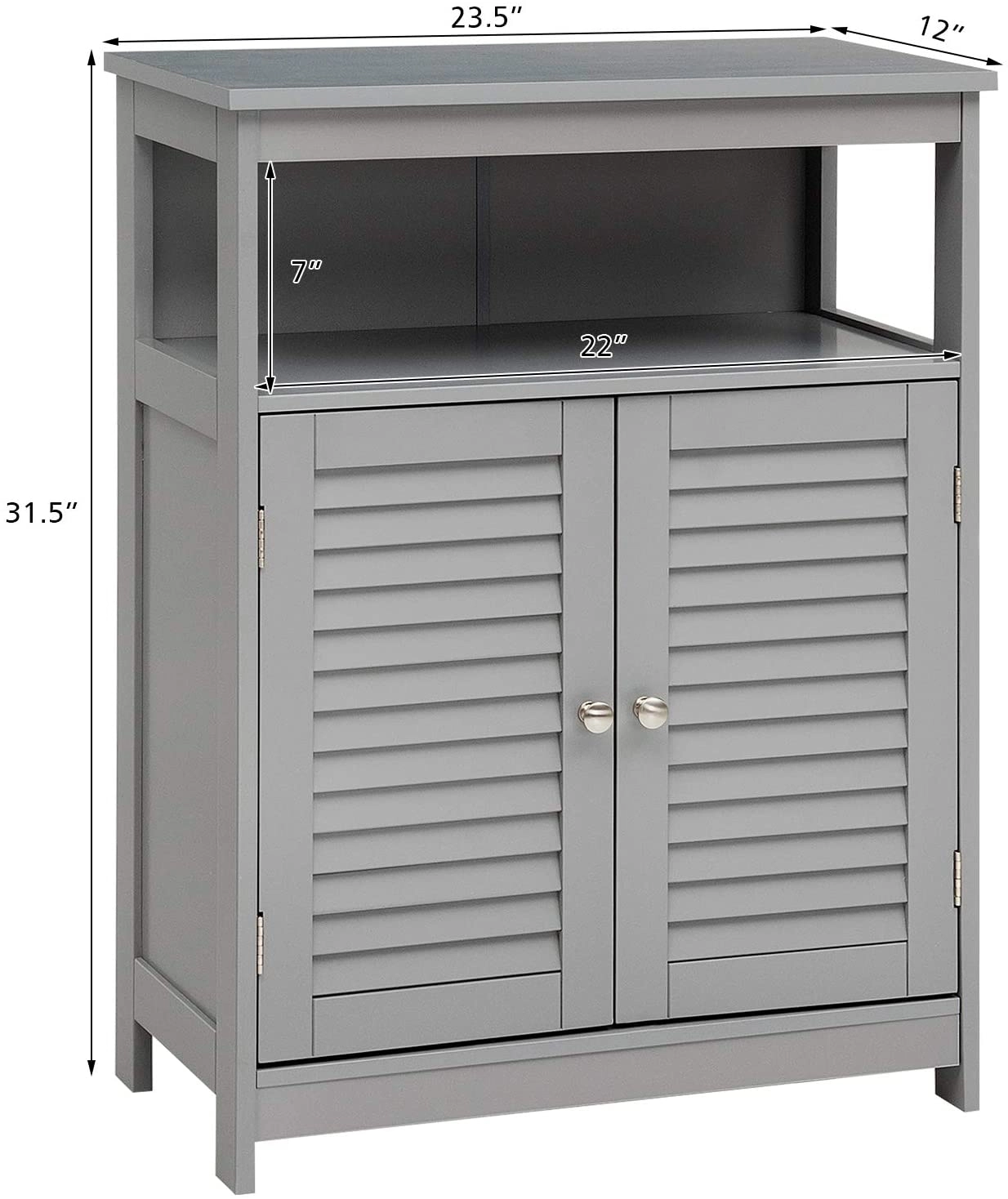 SlickBlue Freestanding Bathroom Cabinet with Open Shelves and Doors