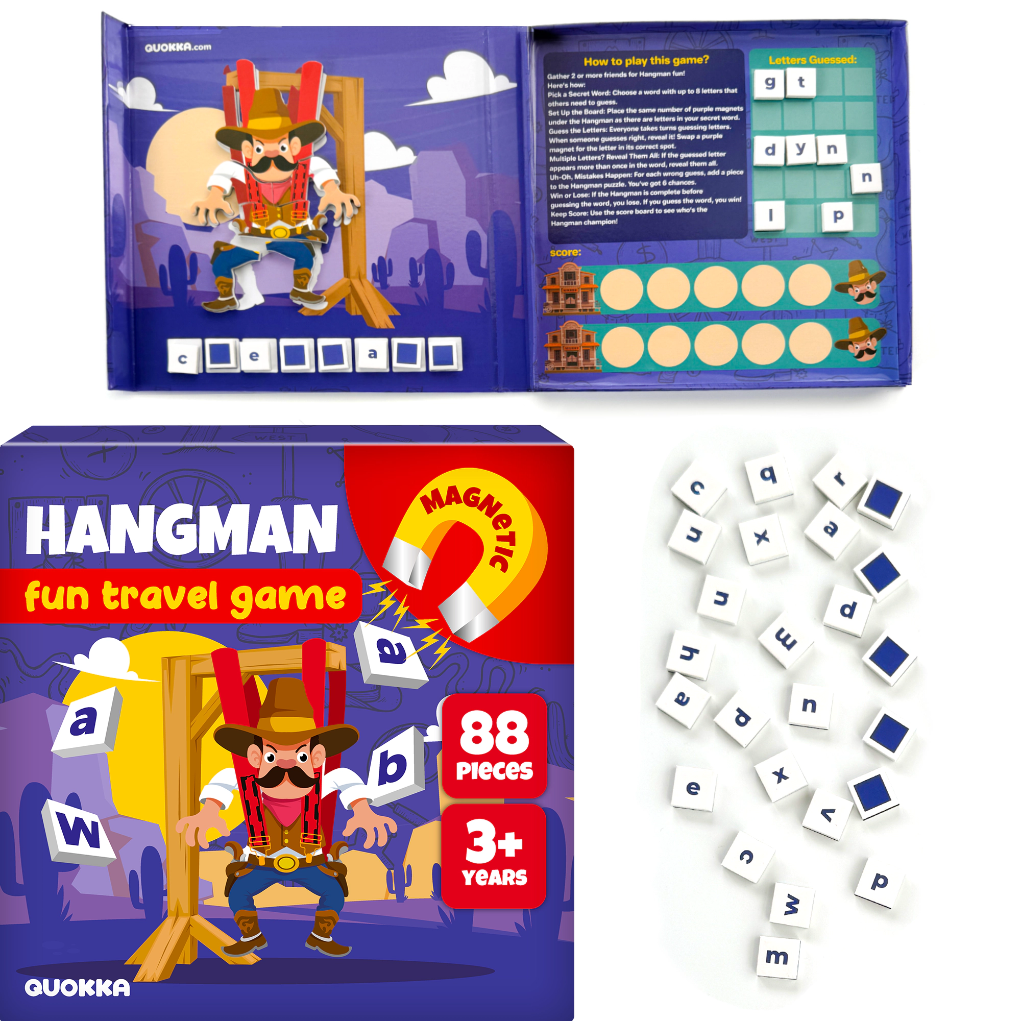 QUOKKA Magnetic Travel Games for Kids Ages 3-5, Portable Activity Set with Game Board and Pieces