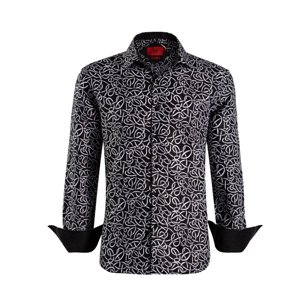Elie Balleh Slim Fit Mens Swirl Print Shirt