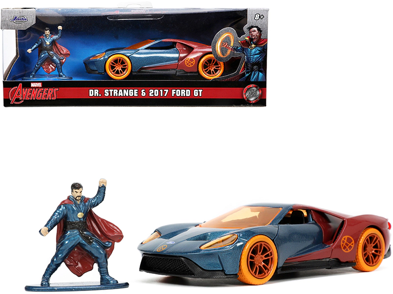 Jada 2017 Ford Gt And Doctor Strange Diecast Figurine "Avengers" "Marvel" Series "Hollywood Rides" 1/32