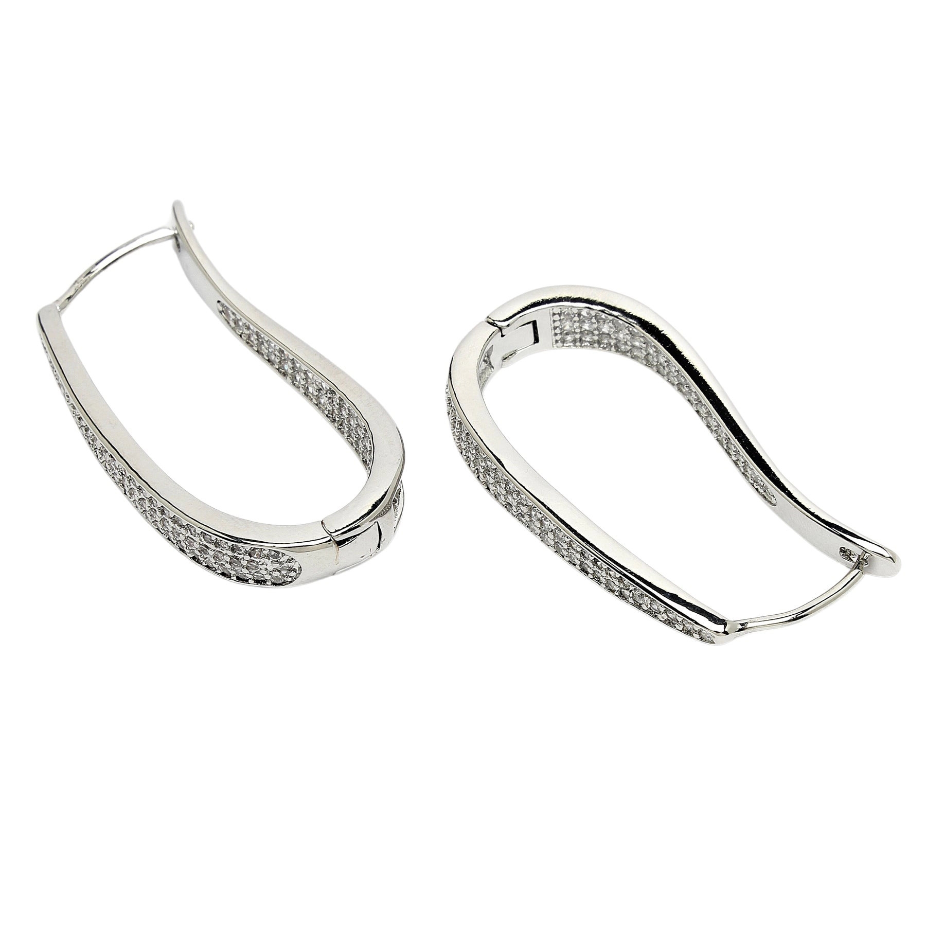 AGP PARIS Womens Diva Collection U-Shaped Zirconia Hoop Earrings