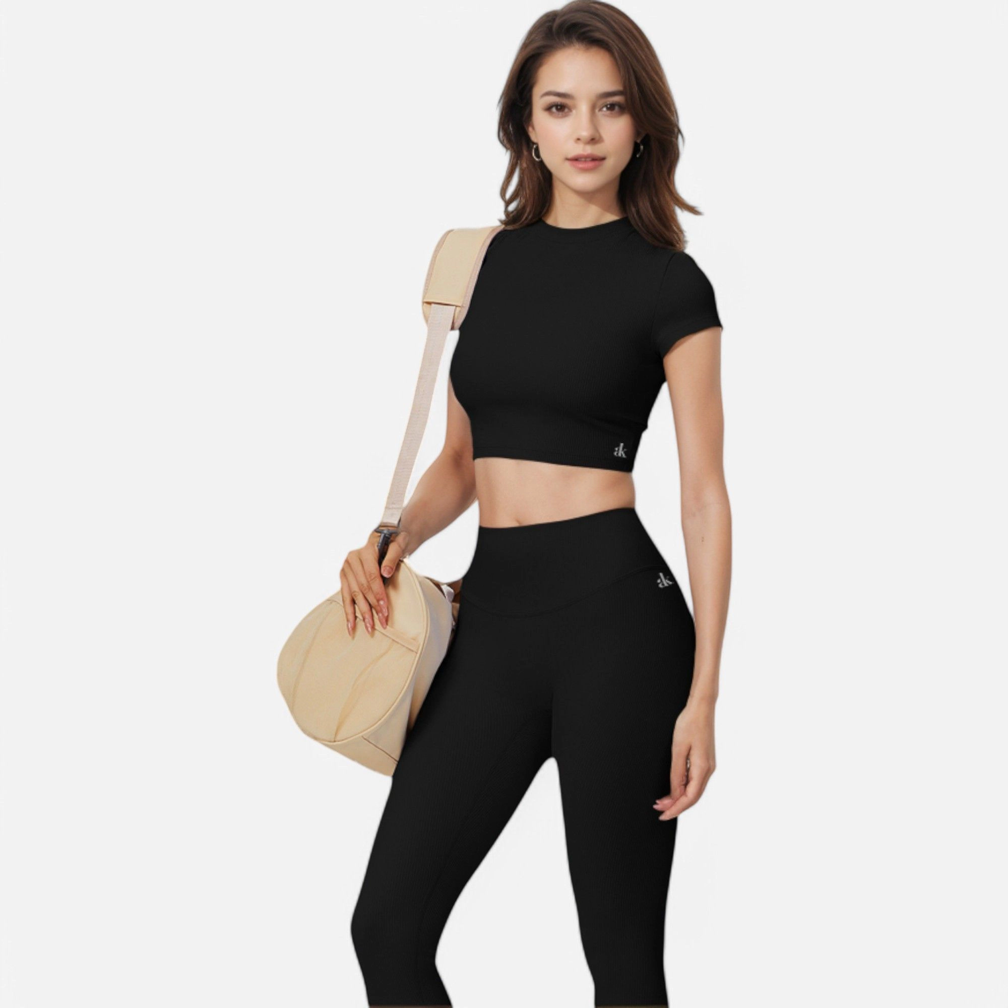 Anna-Kaci Women's Short Sleeve Ribbed Crop Top with Crew Neck and Stretch Fabric
