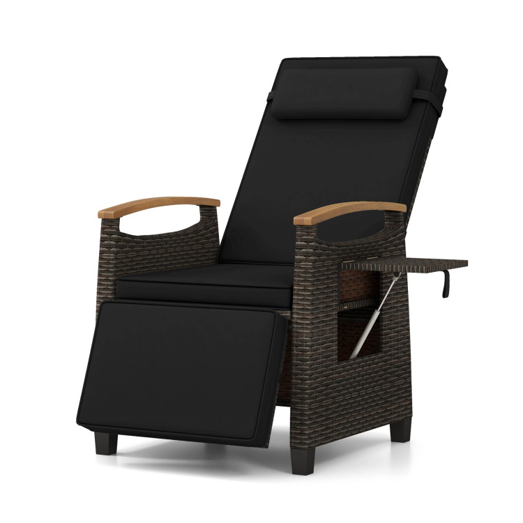 Hivvago Patio Wicker Recliner Chair With Adjustable Backrest And Footrest