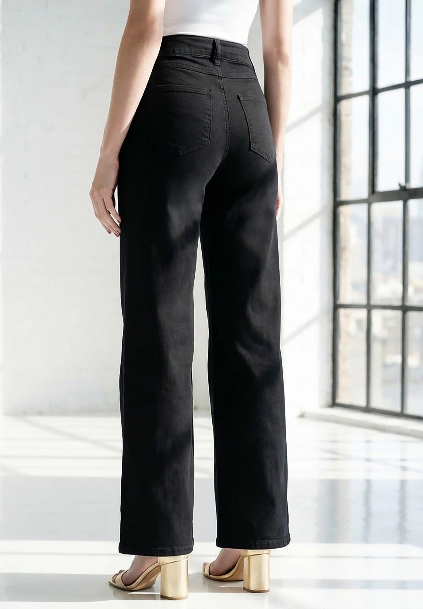 Roaman's Women's Plus 360º Stretch 5-Pocket Wide-Leg Jean