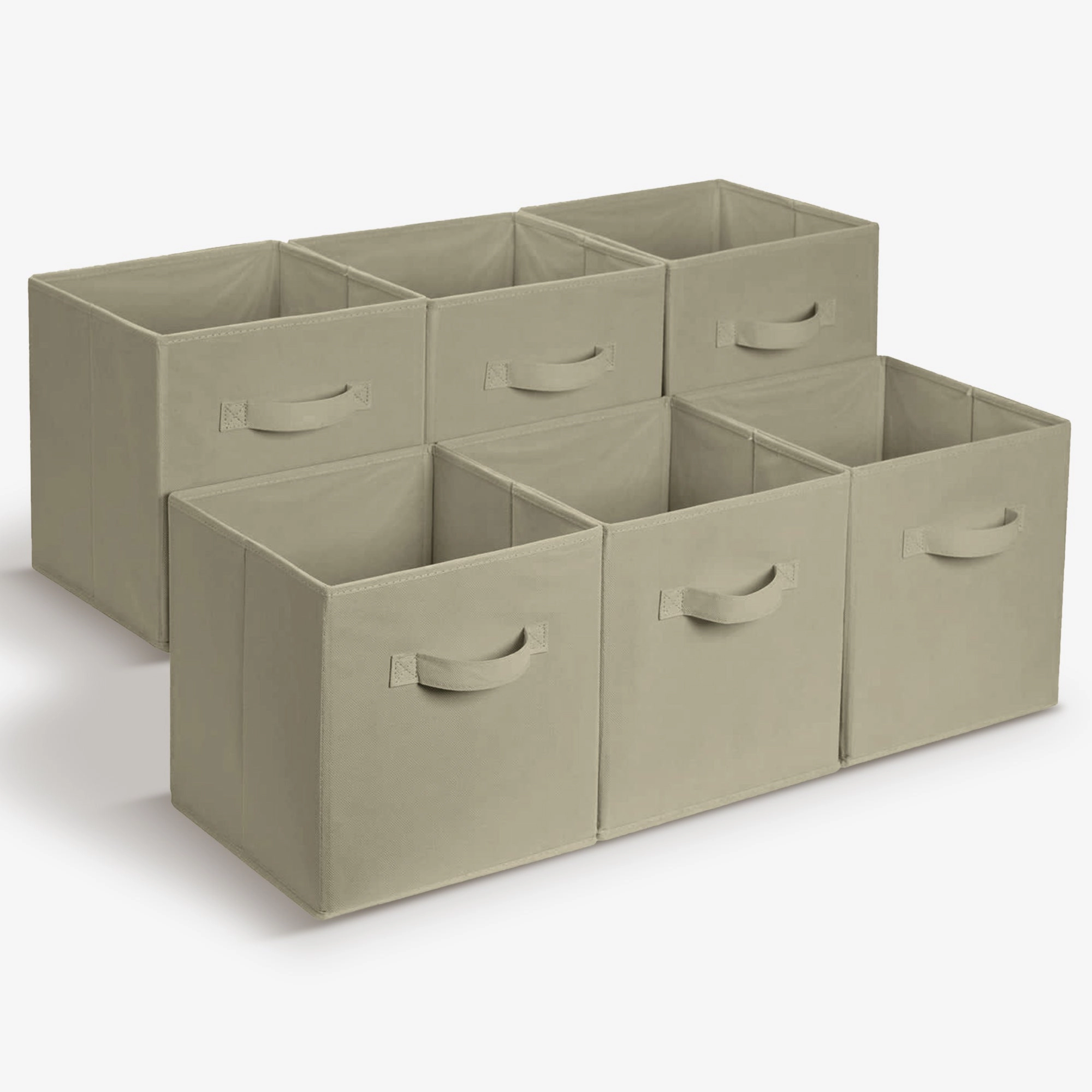 Cheer Collection Fabric Storage Cubes with Handles 6 Pack Collapsible Shelf