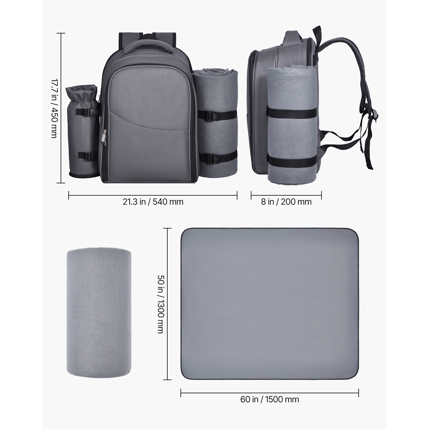 HONGGE Picnic Backpack Beach Bag for with Insulated Cooler Compartment Detachable Bottle/Wine Holder