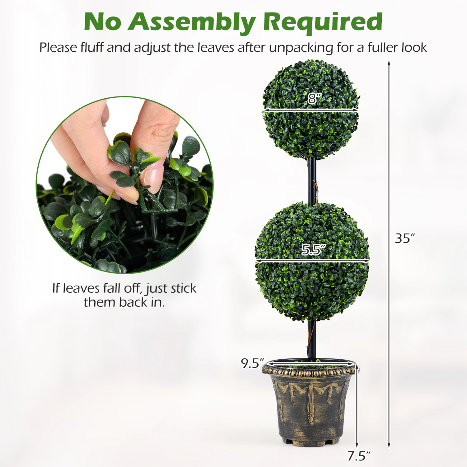 Slickblue Artificial Topiary Tree 35 Inch Potted Faux Plant for Entryway Office Living Room