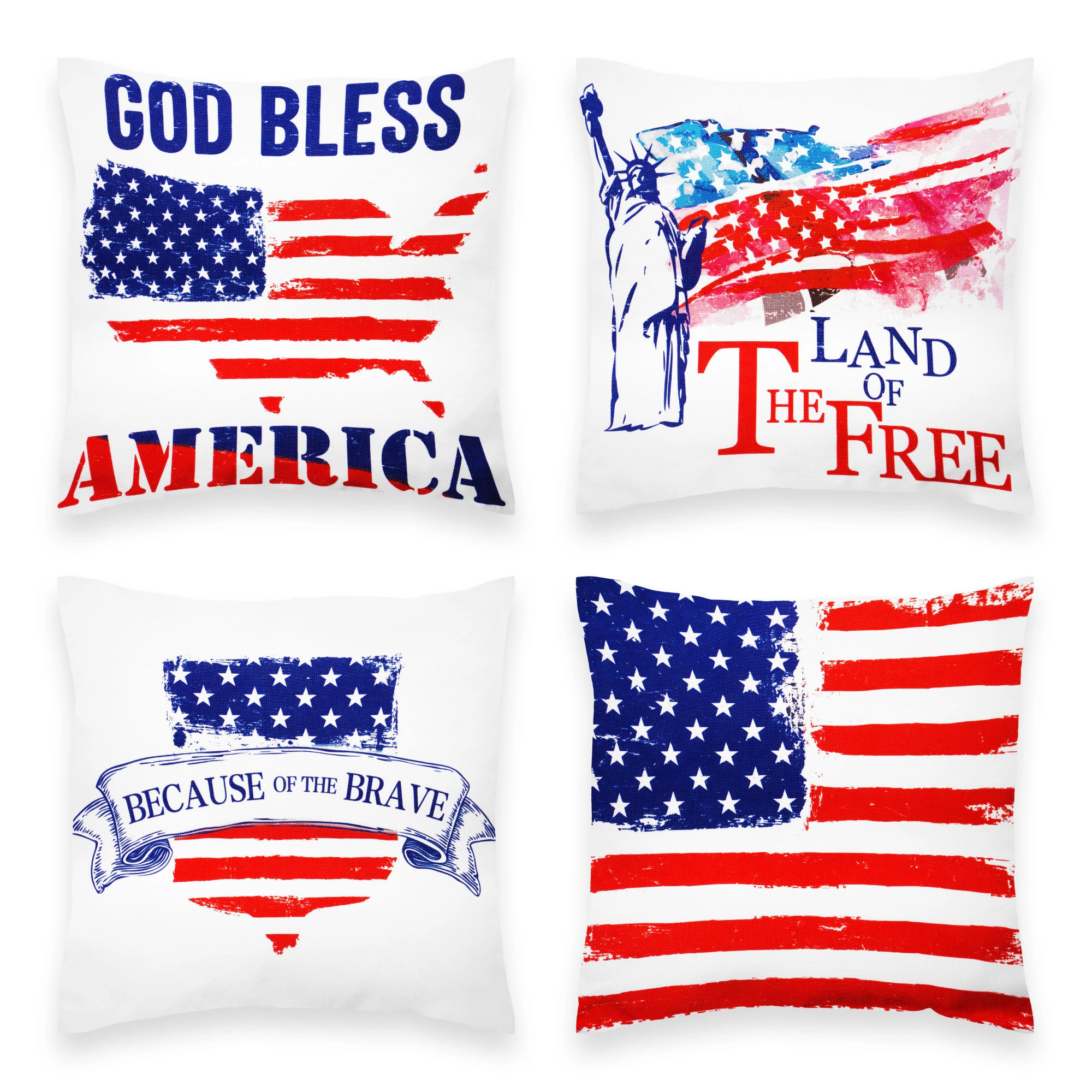 G128 Patriotic Land of Free Decorative Throw Pillow Covers
