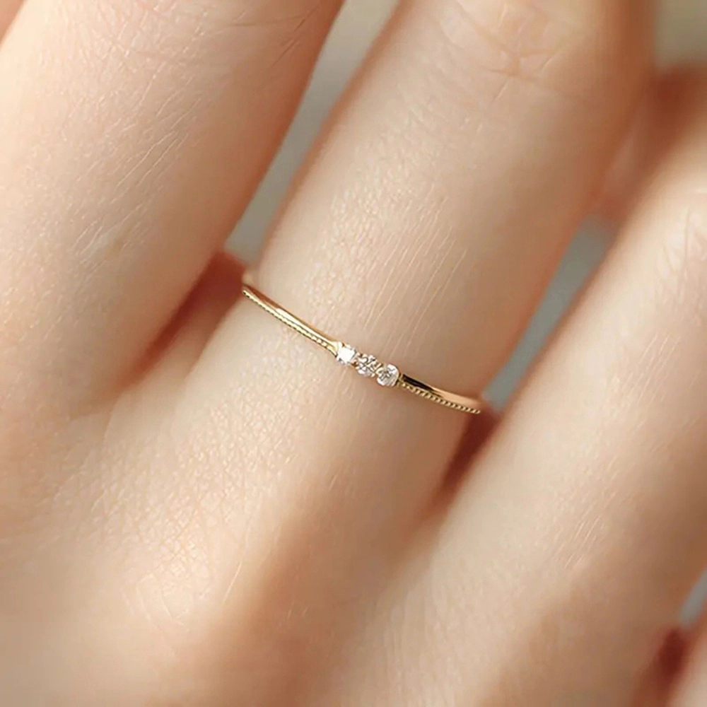 Minimalist Zircon Thin Band Ring for Women Party Daily Wear Fashion Jewelry