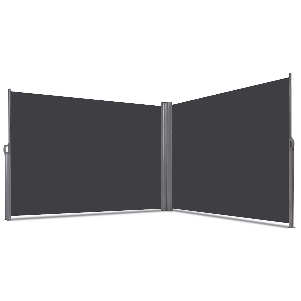 SUGIFT Dark Gray 236-in x 63-in Retractable Side Awning Patio Privacy Screen with Aluminum Frame