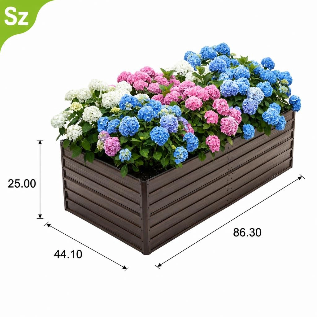 WOW PIONEER Long Rectangular Metal Garden Planter Box Decorative for Patio Yard Walkway Balcony