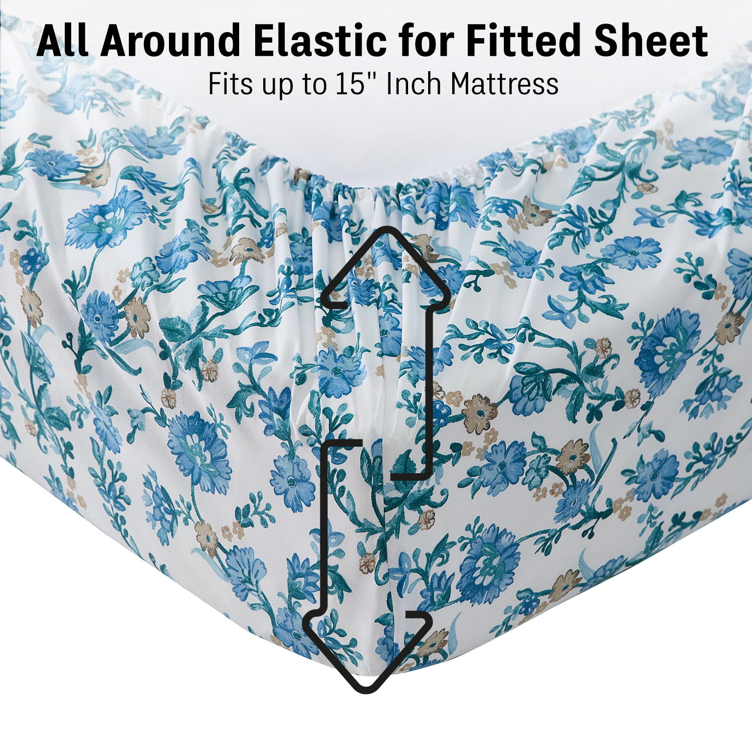HLC.ME Ditsy Printed Floral Patterned Bed Sheets - Wrinkle Resistant & Ultra Soft Fits Mattresses up to 15 Deep