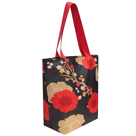 Wrapables Carryall Shopping Travel Tote Bag with Durable Ripstop Polyester, Midnight Floral