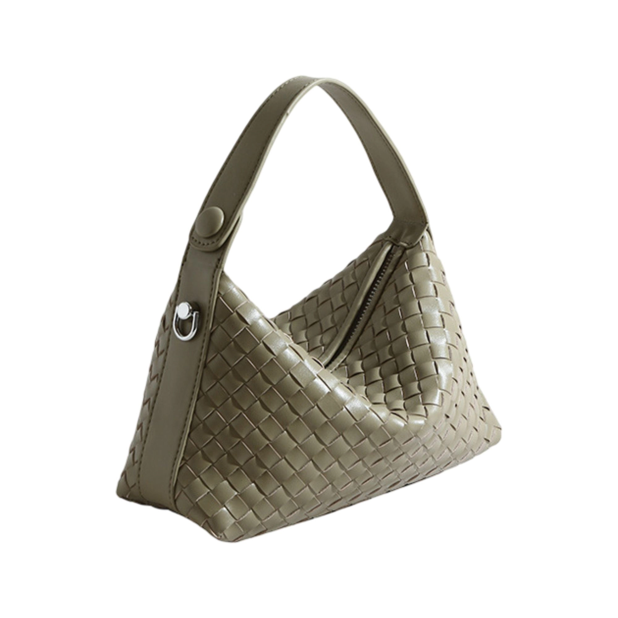 Alilang Women's Woven Leather Shoulder Satchel with Convertible Crossbody Strap and Sculpted Hobo Silhouette