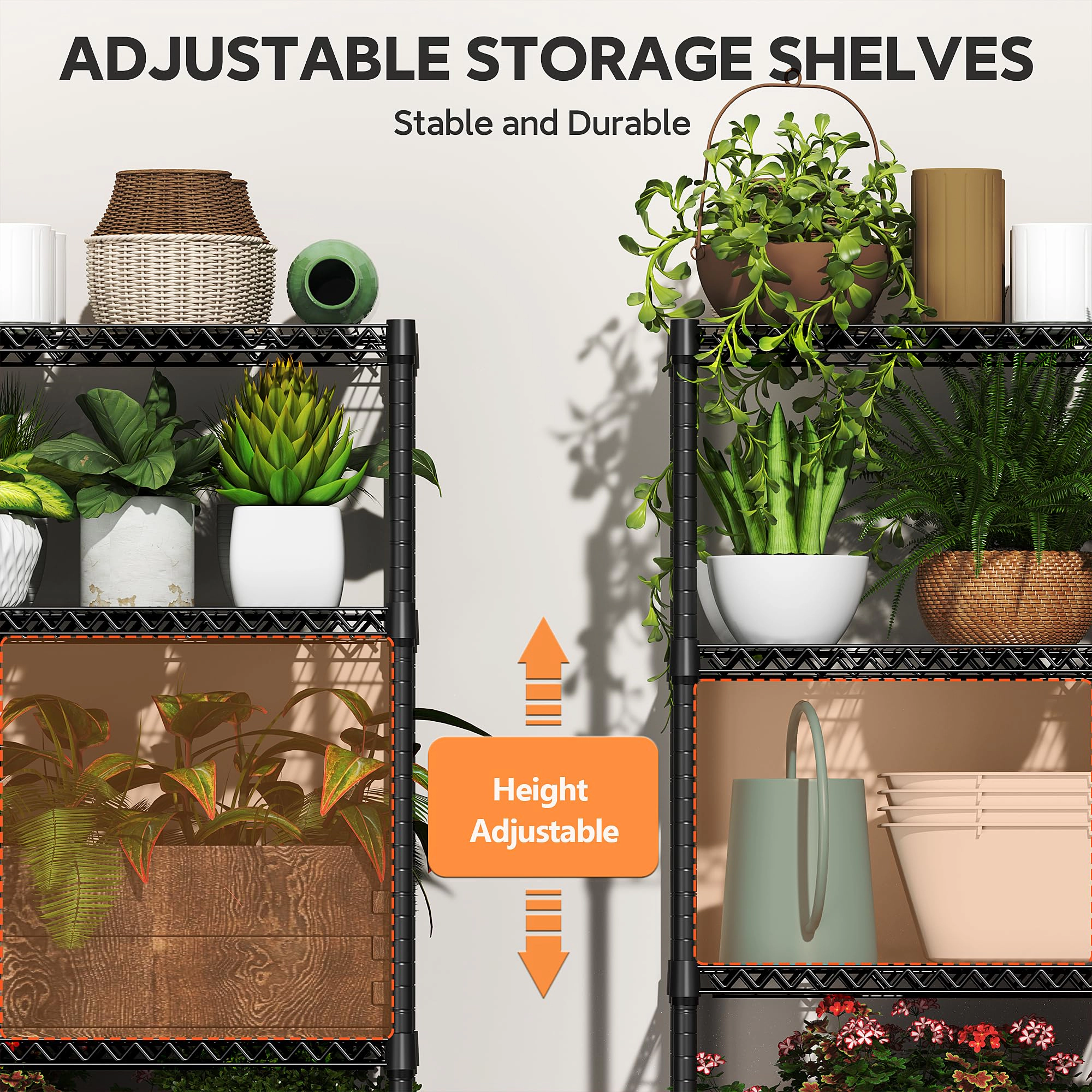Flynama 6 Tier Metal Wire Storage Shelving Unit 2100LBS Load Adjustable Black for Garage Pantry Kitchen
