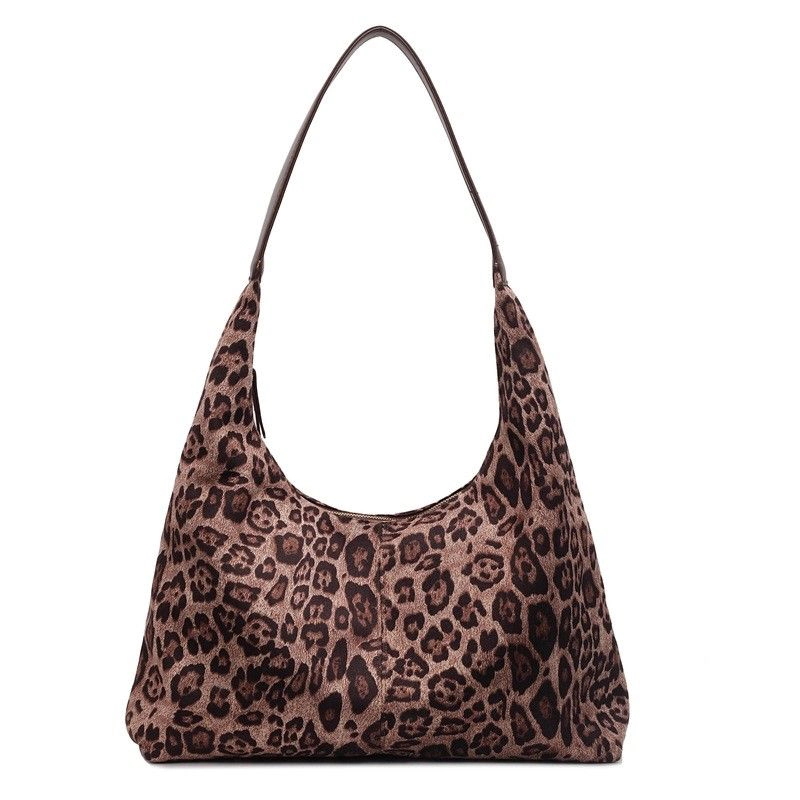 Alilang Women's Leopard Print Tote Bag with Single Shoulder Strap and Magnetic Snap Closure, Classic Brown Leopard