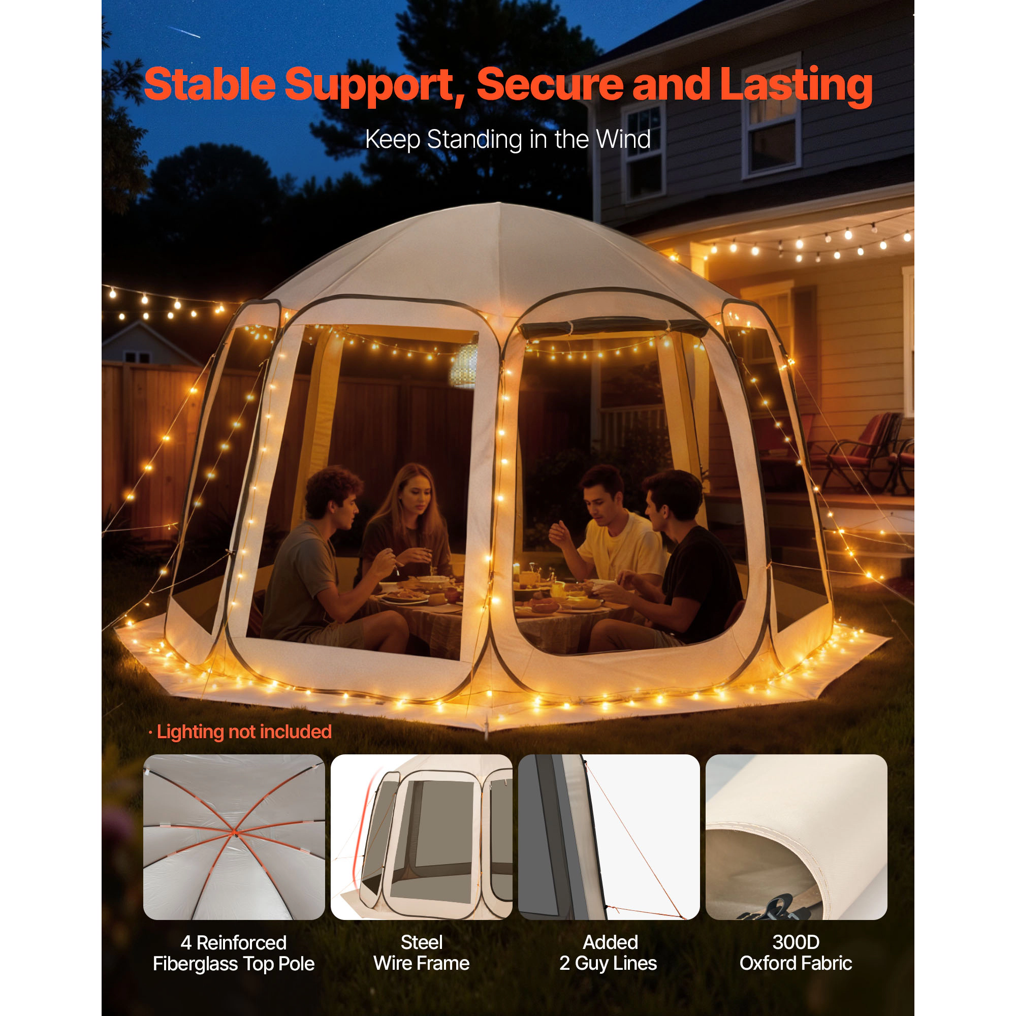 HONGGE Screen House Tent Pop Up Screen Tent Portable Screened in Canopy with Carry Bag Netting Sides Ground Stakes for