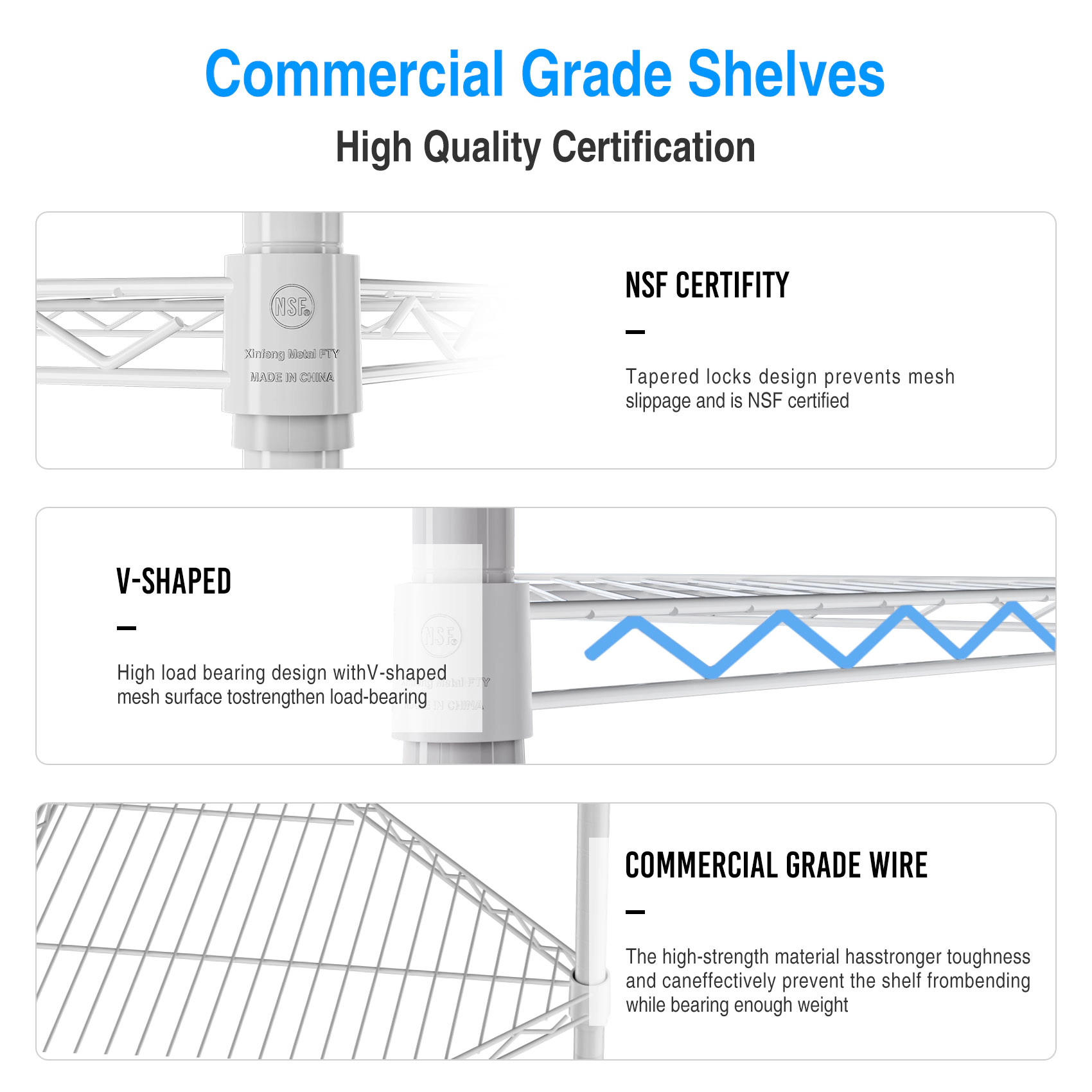 Flynama White Corner Shelving Space Saving Hexa Tier Pro Adjustable Heavy Duty Rack for Bathroom Kitchen and Living Room
