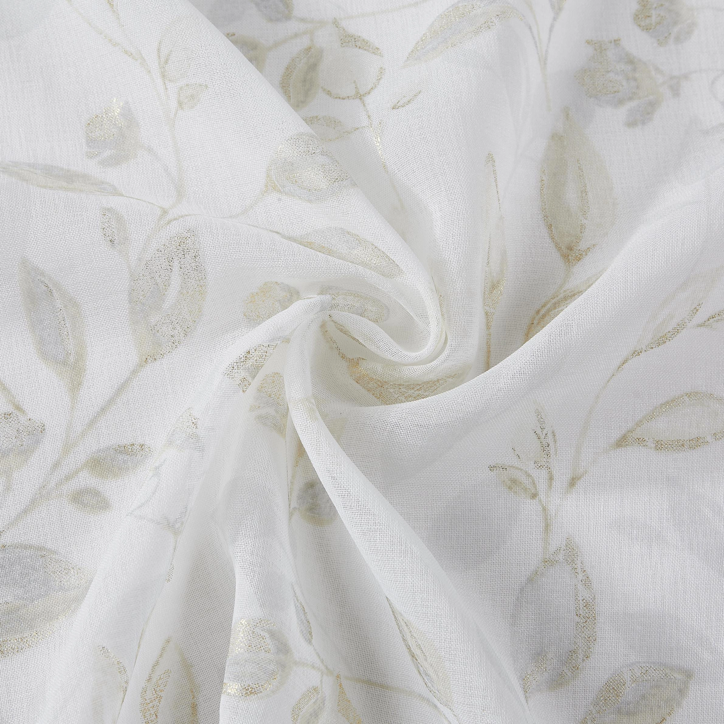 Dainty Home Cecily Linen Textured Metallic Fabric Shower Curtain with 12 Matching Hooks 70" x 72"